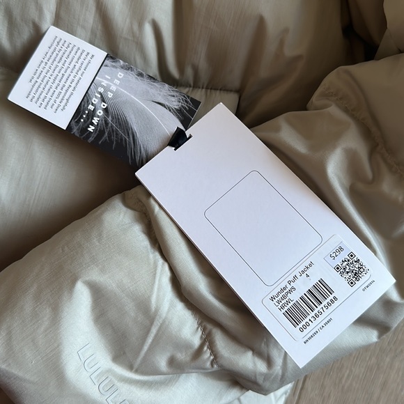 wunder puff jacket heathered raw linen size 4 lululemon nwt - Picture 2 of 16